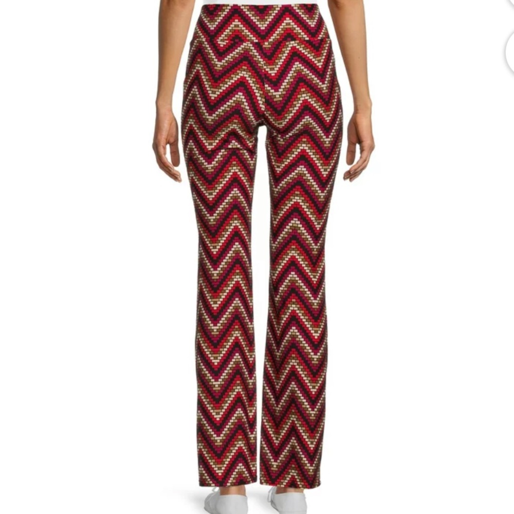 Women’s high rise flared pants. 2 pack. Multi red and solid black. NWT. L - Picture 2 of 14